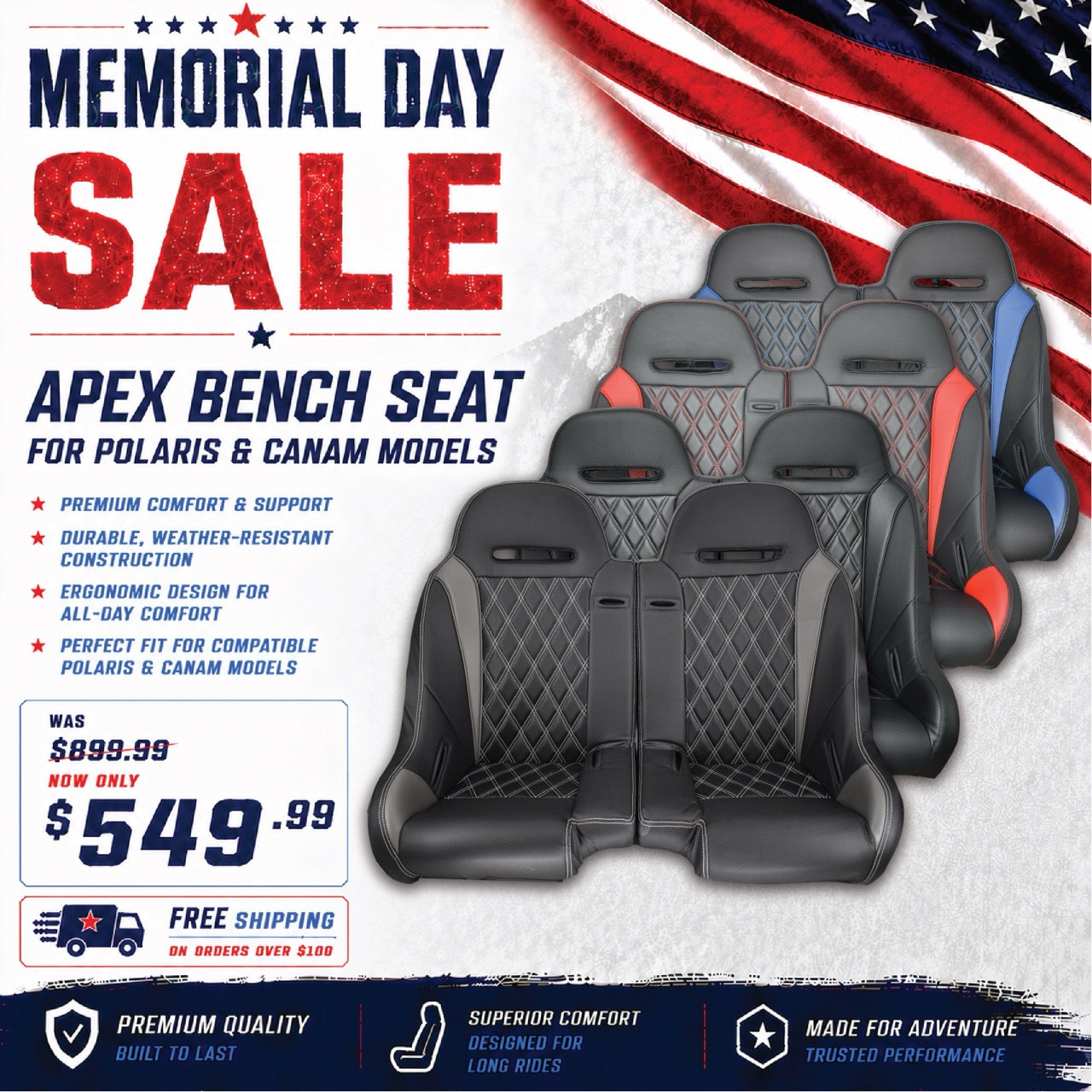 Front/Rear Split Bench Seat RZR 1000/Turbo – Aces Racing