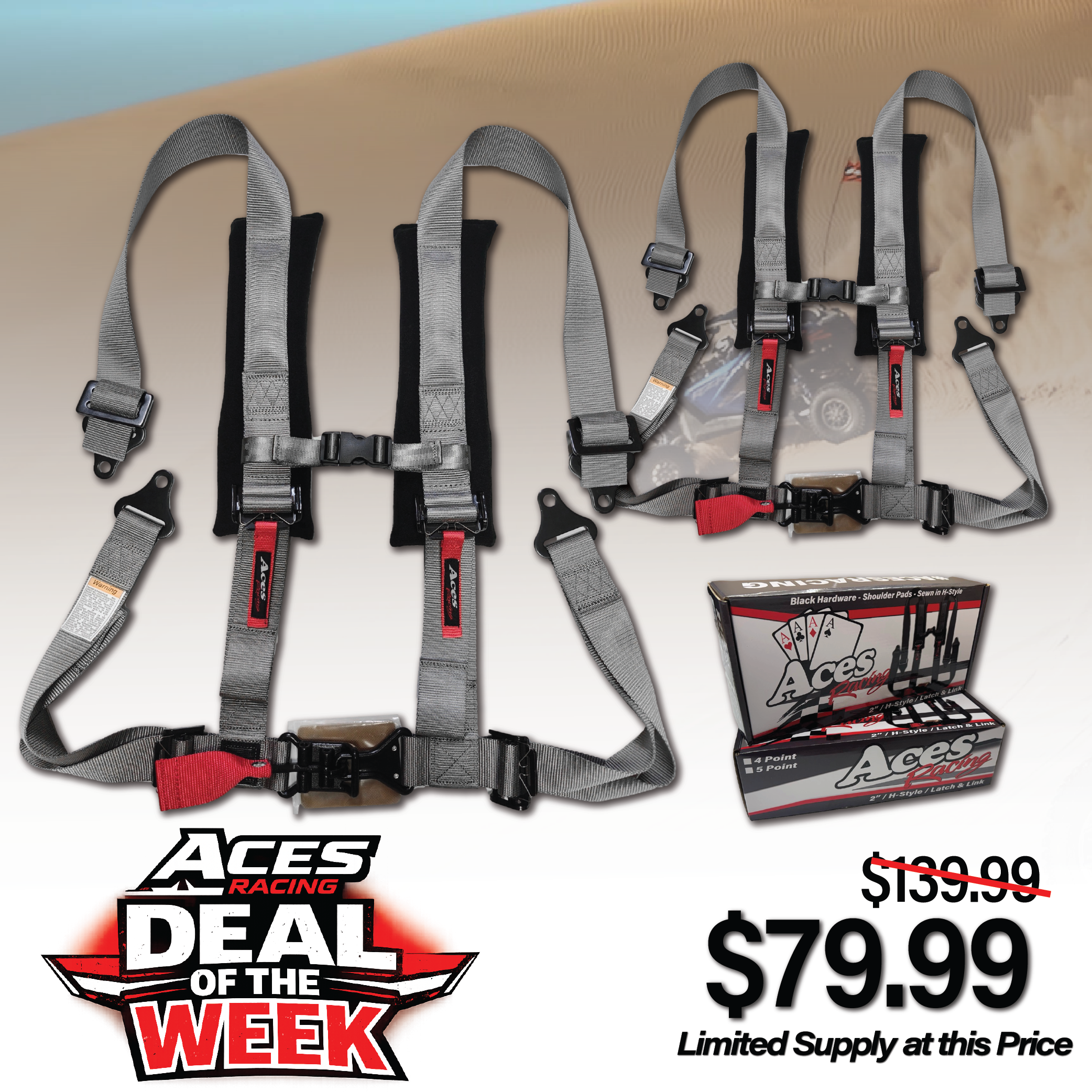Pair) 4 Point Harness - Latch and Link Style – Aces Racing