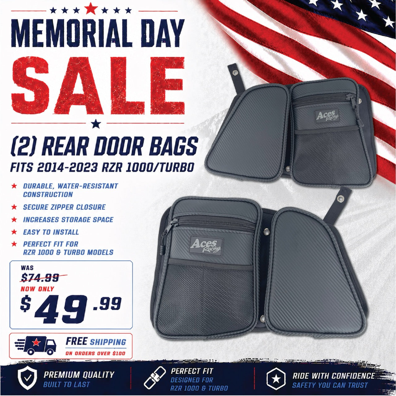 RZR 1000/Turbo Door Bags (Rear) – Aces Racing
